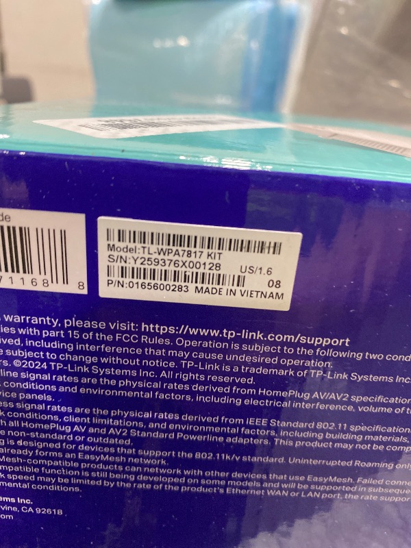 Photo 1 of TP-Link Powerline Wi-Fi 6 Extender TL-WPA7817 KIT - Includes AV1000 Powerline Ethernet Network Adapter & AX1500 Dual-Band Wi-Fi Extender, Gigabit Port, EasyMesh,Plug, Pair, & Play, Free Expert Support