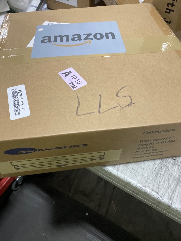 Photo 1 of OYKYOHEI 24W LED Motion Sensor Outdoor Ceiling Light, 12IN 2700K/3000K/3500K/4000K/5000K Adjustable Ceiling Lights, Dusk to Dawn Flush Mount LED Ceiling Light Fixture for Porch, Garage, Nickel