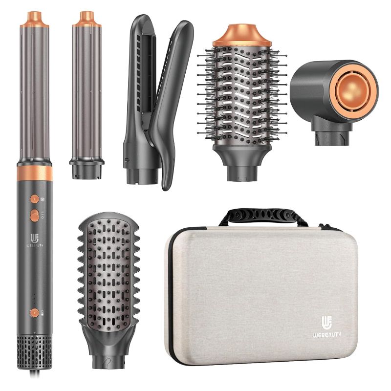 Photo 1 of Hair Dryer Brush Air Styler: Dual Voltage 7 in 1 Ionic Multi Styling Tools with Hot Air Straightener, Auto Wrap Curlers, Frizz-Free Volumizer, Fast Blow Drying Curling Straightening and Smoothing