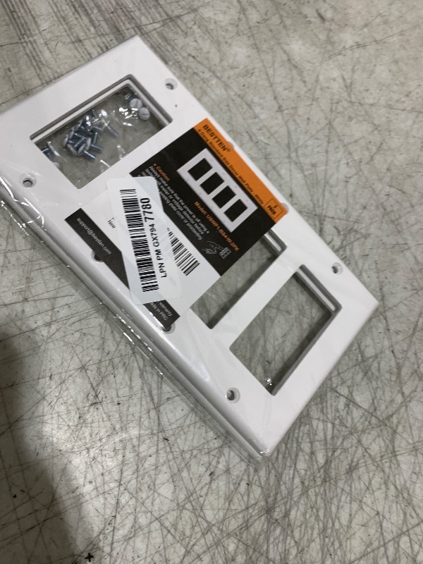 Photo 1 of [2 Pack] BESTTEN 4 Gang Decor Wall Plate, Standard Size Unbreakable Polycarbonate Outlet and Switch Cover, H4.53” x W8.23”, UL Listed, White