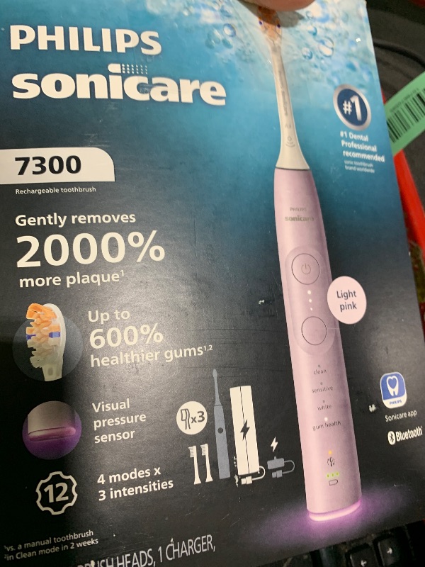 Photo 1 of Philips Sonicare 7300 Series Electric Toothbrush - Next-Generation Sonicare Technology, Pressure Sensor, 12 Brushing Settings, SmarTimer, 21-Day Runtime, Travel Case, Light Pink, HX7422/04