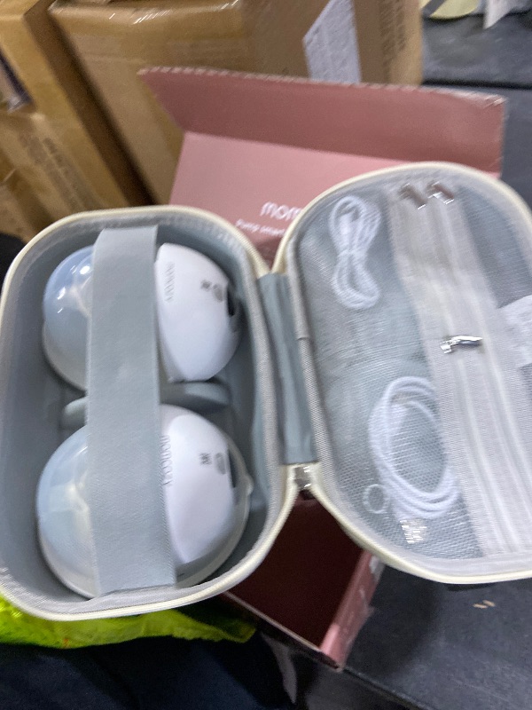 Photo 1 of Momcozy M5 Smart APP Controlled Wearable Breast Pump, Hands-Free Wireless Electric Pump, 3 Modes 9 Suction Levels, BPA-Free, Portable Lightweight, 24mm Flange, 2-Pack Quill Gray