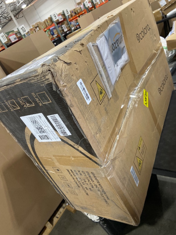 Photo 1 of Dcolora 33 Inch Double Bowl Undermount Kitchen Sink White Deep Double Basin Prep Sink 50/50 Split Granite Composite 33"×19"×10“,#DC-GU001W