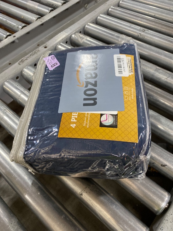 Photo 1 of SlumberWell 4 Piece Luxury Soft Microfiber Fitted Bed Sheet Set for Campers, 8 to 12 Inch Deep Pocket, RV King 72 x 80, Navy Blue