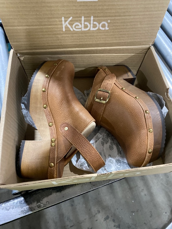 Photo 1 of Kebba - Stella - Handmade Platform Clogs with Genuine Leather and Adjustable Buckle, Crafted for Comfort and Style (Stella Gypsy Whiskey, US Footwear Size System, Adult, Women, Numeric Range, Medium, 10, 10.5)