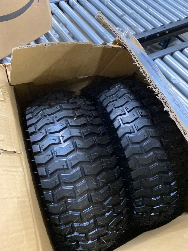 View 2 of GICOOL 15x6.00-6 Rubber Lawn Mower Tire and Wheel, 2 Pcs Replacement 15x6-6nhs Riding Mowers Lawn Tire and Wheel with Bearing Bore 3/4", 3" Centered Hub