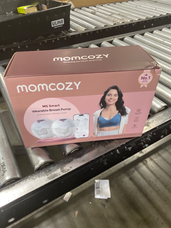 Photo 1 of Momcozy M5 Smart APP Controlled Wearable Breast Pump, Hands-Free Wireless Electric Pump, 3 Modes 9 Suction Levels, BPA-Free, Portable Lightweight, 24mm Flange, 2-Pack Quill Gray