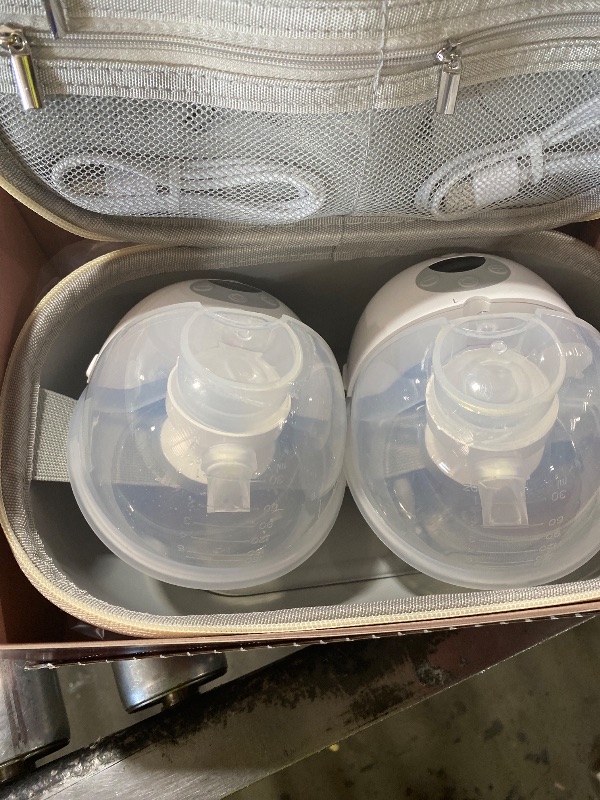 Photo 1 of Momcozy M5 Smart APP Controlled Wearable Breast Pump, Hands-Free Wireless Electric Pump, 3 Modes 9 Suction Levels, BPA-Free, Portable Lightweight, 24mm Flange, 2-Pack Quill Gray