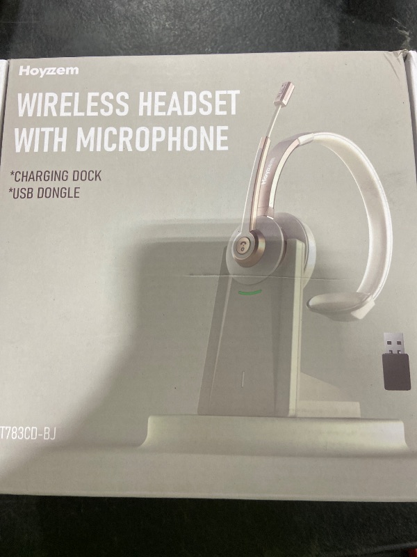 Photo 1 of Bluetooth Headset, Wireless Headphones with Microphone Noise Canceling & USB Dongle, V5.0 Trucker Bluetooth Headset with Mic Mute & Charge Dock for PC/Laptop/Phone/Meeting/CallCenter/Office Gold