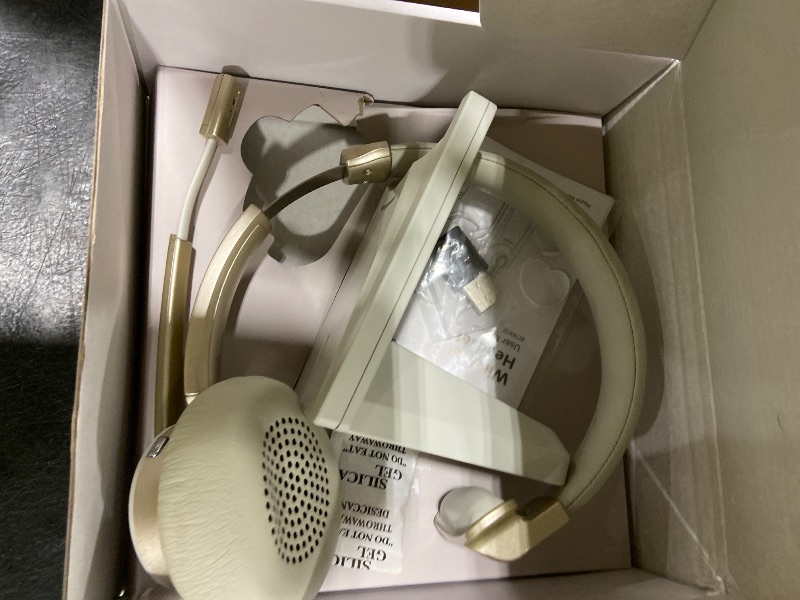 Photo 1 of Bluetooth Headset, Wireless Headphones with Microphone Noise Canceling & USB Dongle, V5.0 Trucker Bluetooth Headset with Mic Mute & Charge Dock for PC/Laptop/Phone/Meeting/CallCenter/Office Gold