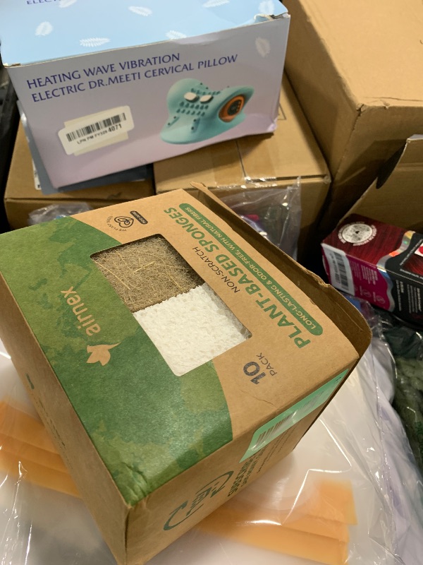 Photo 1 of 10 Pack Biodegradable Natural Kitchen Sponge - Compostable Cellulose and Coconut Walnut Scrubber Sponge - Eco Friendly Sponges for Dishes