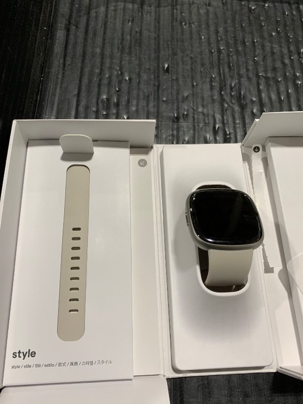 Photo 1 of Fitbit Sense 2 Advanced Health and Fitness Smartwatch with Tools to Manage Stress and Sleep, ECG App, SpO2, 24/7 Heart Rate and GPS, Lunar White/Platinum, One Size (S & L Bands Included)