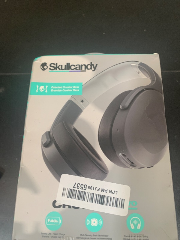 Photo 1 of Skullcandy Crusher Evo Wireless Bluetooth Headphones with Multi-Sensory Bass, Noise Isolating Over-Ear Fit, Up to 40 Hours Battery, Microphone for iPhone Android - Chill Grey