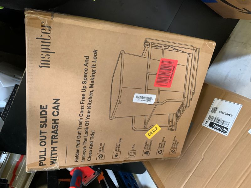View 2 of Insputer 8 Gal Pull Out Trash Can Under Cabinet, Heavy Duty Under Sink Garbage Can Kit with Soft-Close Slides for Kitchen, Laundry, Requires Minimum Cabinets Opening 12" W X 18" D