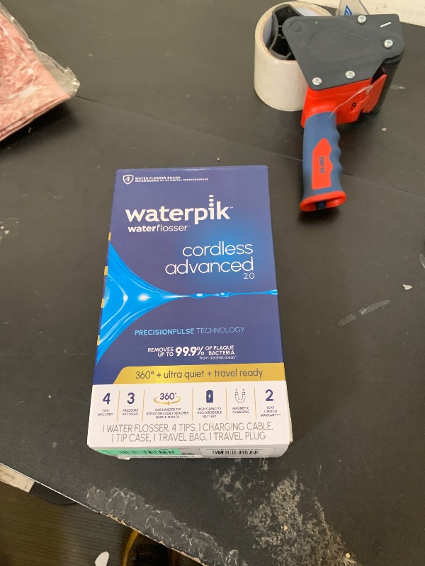 Photo 1 of Waterpik Cordless Advanced 2.0 Water Flosser For Teeth, Gums, Braces, Dental Care With Travel Bag and 4 Tips, ADA Accepted, Rechargeable, Portable, and Waterproof, White WP-580, Packaging May Vary