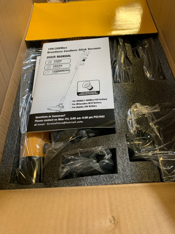 Photo 1 of Cordless Vacuum Cleaner for DeWalt Battery, 7-in-1 Lightweight Stick Vacuum with HEPA Filter, 35KPA Suction, 350W Brushless Motor, 3 Modes for Carpet, Floor, Car (Battery Not Included)