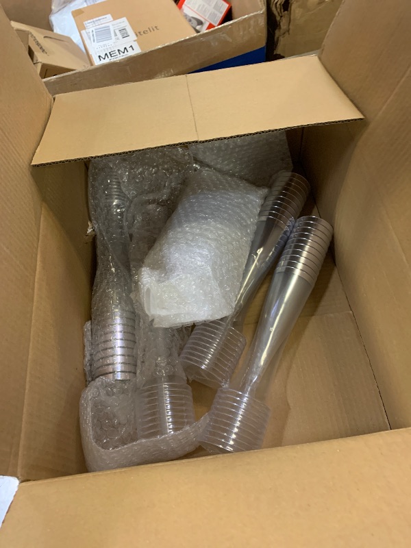 Photo 1 of Goodluck 320 PCS Silver Disposable Plastic Dinnerware Set for 40 Guests, Include 40 Dinner Plates, 40 Dessert Plates, 40 Napkins with Silverware, 40 Cups, 40 Champagne Glasses, for Christmas, Wedding