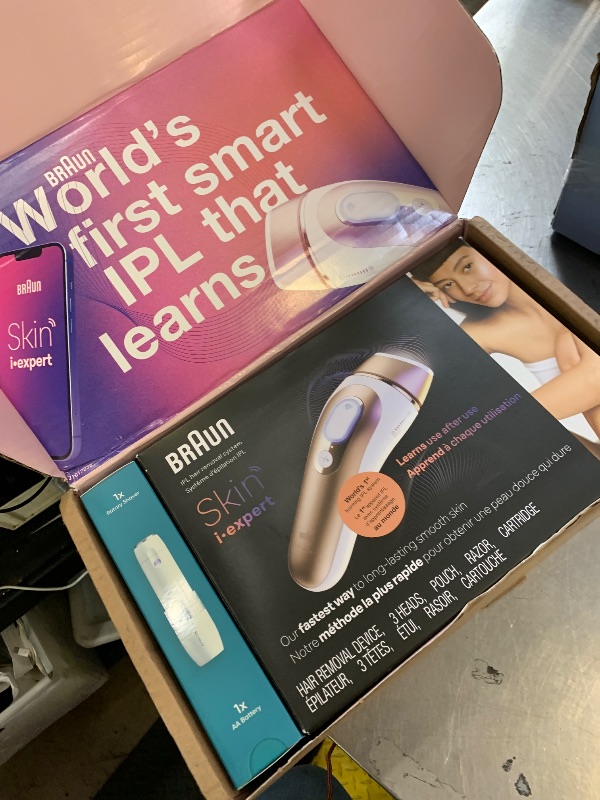 Photo 1 of Braun Skin i-Expert Smart IPL PL7219 at Home Laser Hair Removal for Women and Men with App, Premium Pouch, Venus Razor, 2 Smart Heads, Facial Trimmer