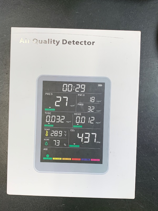 Photo 1 of Professional Indoor Air Quality Monitor with AQI Alerts, Portable Real-Time Detector for Home, Car, Plants & Pet (Concrete Gray)