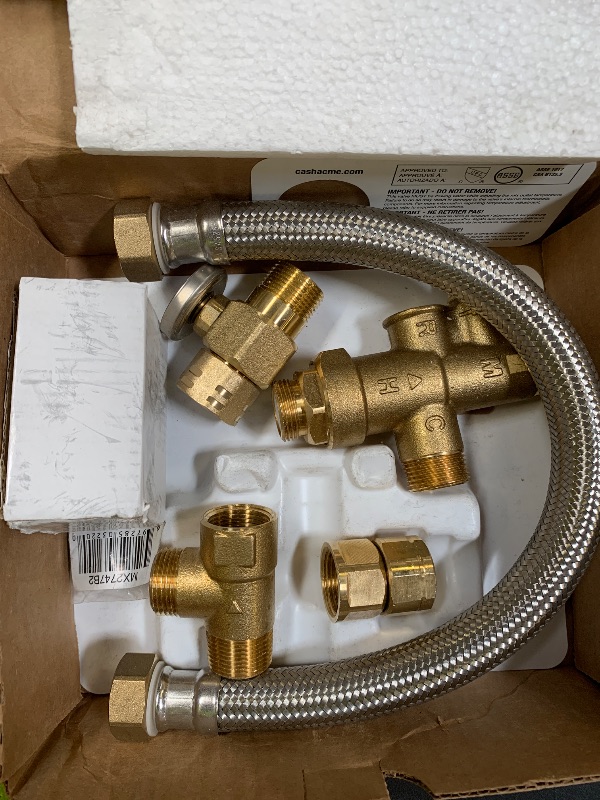 Photo 1 of Cash Acme 3/4 Inch Tank Booster Water Heater with Thermostatic Mixing Valve, Temperature Gauge, Braided Hose, Domestic and Commercial Application, PEX Pipe, PE-RT, CPVC, Copper, 24644LPNPMGQ3369920
