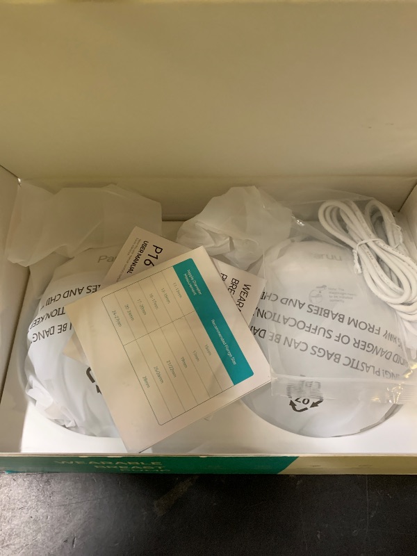 Photo 1 of Paruu Hands Free Breast Pump P16, Wearable Breast Pump Electirc Portable with 4 Modes & 12 Levels, Max 309mmHg Strong Suction 19/21/24mm Flange Inserts Wearable Breastfeeding Pump, 2 Pack White