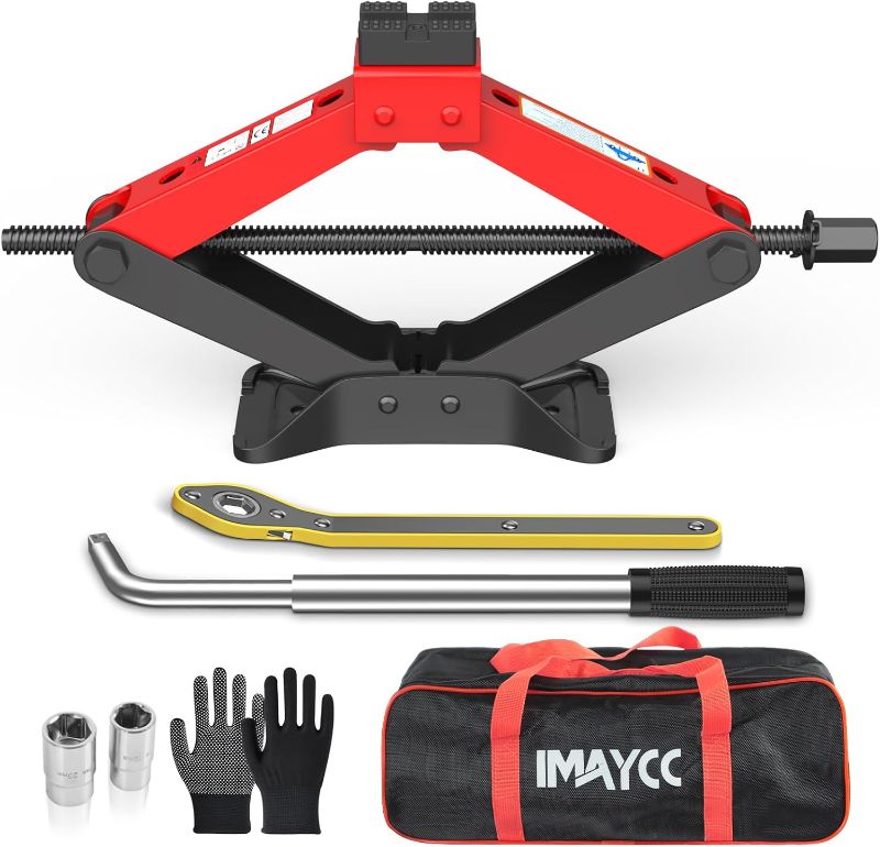 Photo 1 of Portable Car Jack Kit 3 Ton, Heavy Duty Scissor Jack for Car, Spair Tire Changing kit with Lug Wrench, Emergency Kit for Car SUV MPV