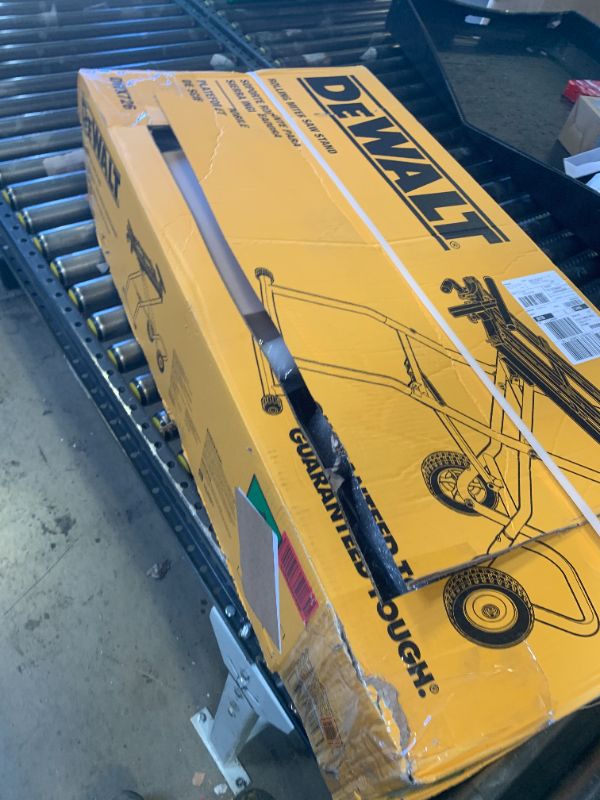 View 3 of DEWALT Miter Saw Stand With Wheels, 32-1/2 in. x 60 in Foldable Rollling Stand, Adjustable Height, Durable Steel, 8 ft. Material Support, Universal Mounting Rails (DWX726)