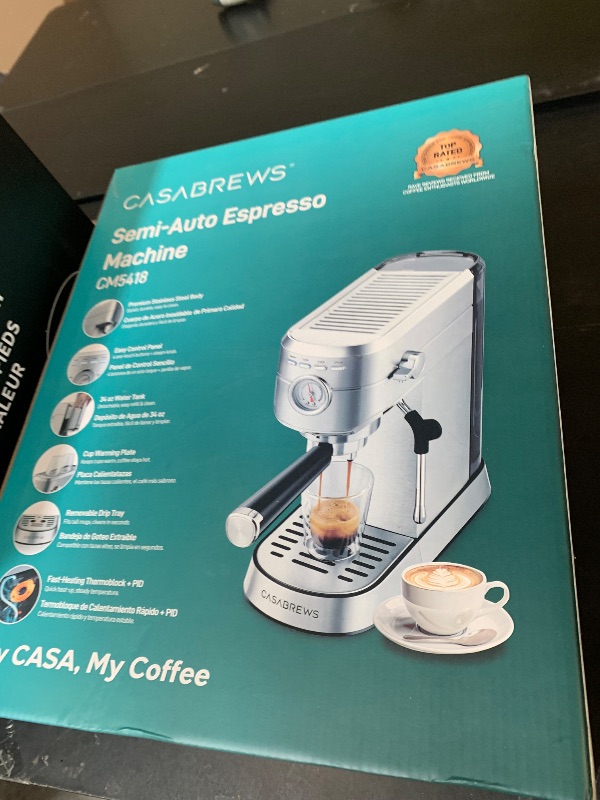 Photo 1 of CASABREWS CM5418 Espresso Machine 20 Bar, Compact Espresso Maker with Steam Milk Frother, Stainless Steel Coffee Machine with 34oz Removable Water Tank for Cappuccino, Small Latte Machine, Silver