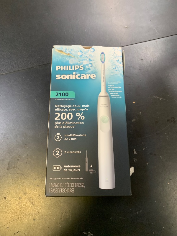 Photo 1 of Philips Sonicare 2100 Series Electric Toothbrush - Sonic Toothbrush with Advanced Sonic Technology, Two Intensity Settings, Smartimer & Quadpacer, White, Model HX3661/04