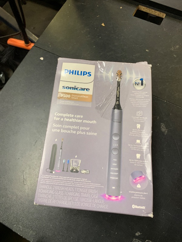 Photo 1 of Philips Sonicare DiamondClean Smart 9500 Electric Toothbrush - Sonic Toothbrush with App, Pressure Sensor, 15 Brushing Settings, Replacement Reminder, USB Charging Travel Case, Grey, Model HX9923/41