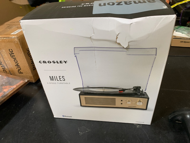 Photo 1 of Crosley CR6045A-BK Miles 3-Speed Bluetooth in/Out Record Player Turntable with Built-in Speakers, Black