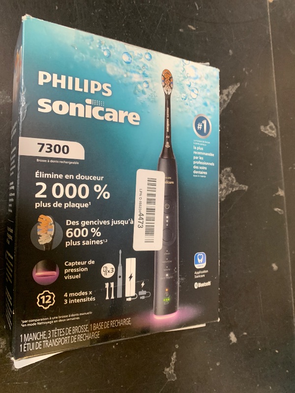 Photo 1 of Philips Sonicare 7300 Series Electric Toothbrush - Next-Generation Sonicare Technology, Pressure Sensor, 12 Brushing Settings, SmarTimer, BrushPacer, 21-Day Runtime, Travel Case, Black, HX7421/07