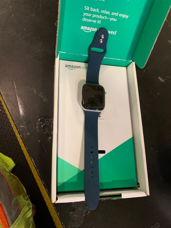 Photo 1 of Apple Watch Series 10 [GPS + Cellular, 46mm] - Silver Aluminum Case with Denim Sport Band, M/L (Renewed Premium)