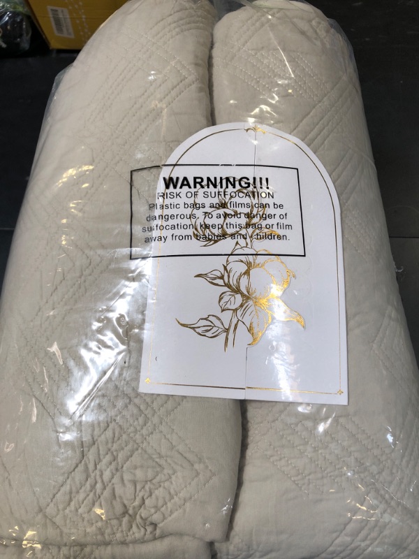 Photo 1 of WDCOZY 100% Cotton King Size Quilt Set - Beige Pre-Washed Soft Lightweight Modern Bedspread, Farmhouse Country Rustic Coverlet, Textured Like Linen, Shabby Chic Gauze Bedding, 3 Pieces
