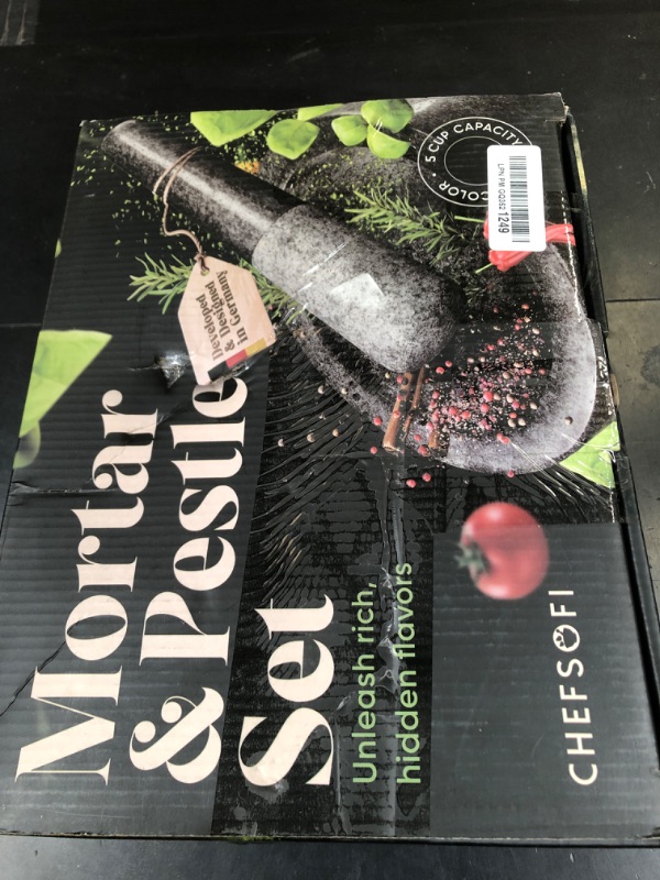 Photo 1 of ChefSofi Extra Large 8 Inch 5 Cup-Capacity Mortar and Pestle Set - Black Polished Exterior - One Huge Mortar and Two Pestels: 8.5 inch and 6.5 inch
