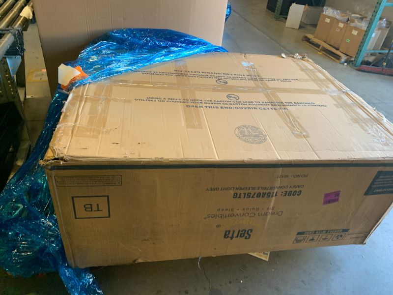 Photo 1 of Serta Tulsa 66.1" Convertible Sleeper Loveseat, Full Size, Dreamcoil Comfort, FingerGuard Pinch Point Protection, Woven Fabric, Light Grey