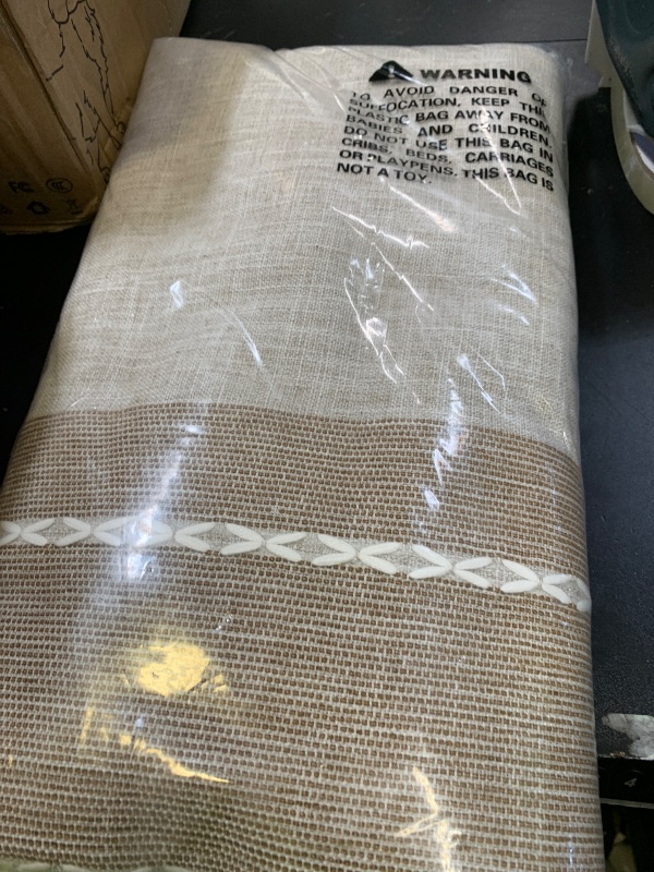 Photo 1 of ZeeMart Contrast Linen Table Cloth 60x104 Inch (Fit 6ft–7ft, Narrow Fit 8ft Rectangle Table), Brown Farmhouse Heavy Weight Beige Tablecloth, Water Resistant Burlap Table Cover