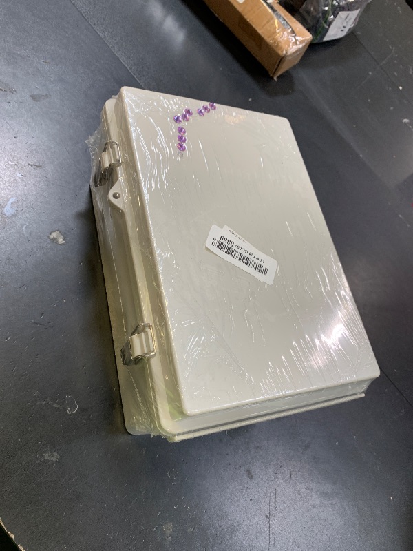 Photo 1 of IP67 Waterproof Junction Box, ABS Plastic Electrical Enclosure with Stainless Steel Latch, Hinged Cover Electric Box with Mounting Plate, Wall Brackets & Cable Glands 280x190x130mm