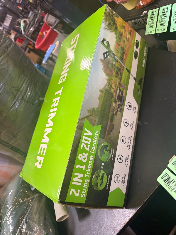 Photo 1 of VARSK 12 Inch 20V Cordless Weed Wacker with Automatic Line Feed, 2 in 1 String Trimmer and Edger, Includes 2 X 2.0Ah Batteries/1 X Charger/6 X Replacement Spools, Weed Eater for Lawn, Garden, etc