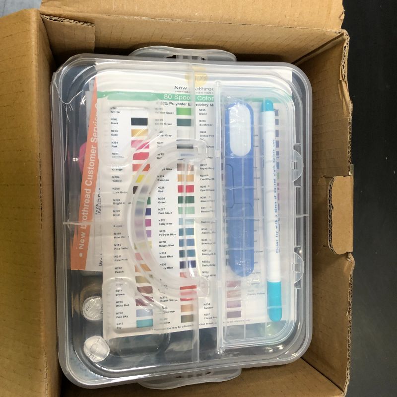 Photo 1 of New brothread 80 Spools 500m Each Embroidery Machine Thread with Clear Plastic Storage Box - Colors Compatible with Janome and Robison-Anton Colors