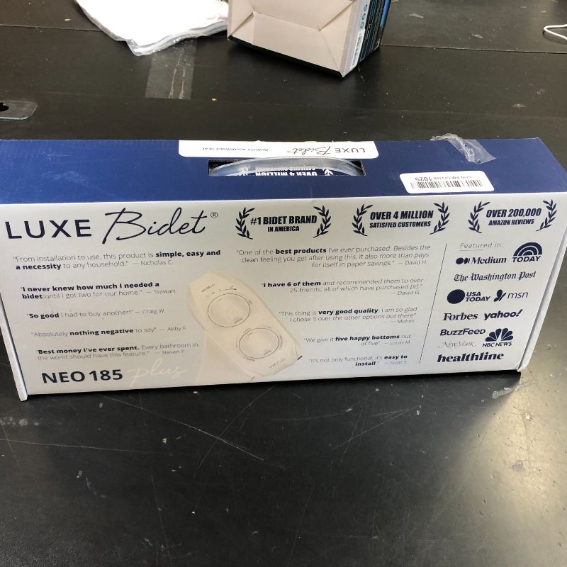Photo 1 of LUXE Bidet NEO 185 Plus - Dual Nozzle, Non-Electric Bidet Attachment for Toilet Seat, Patented Slide-In Install, 360° Self-Clean, EZ-Lift to Clean, Feminine & Rear Wash (White)