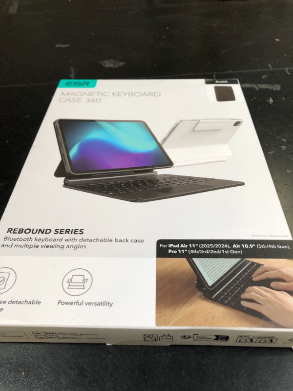 Photo 1 of ESR for iPad Air 11 Inch Case with Keyboard M4/M3/M2 (2026/2025/2024) & iPad Pro 11/Air 5th/4th Gen Keyboard, Easy-Set Magnetic Stand, Portrait/Raised Modes, with Removable Protective Case, Black