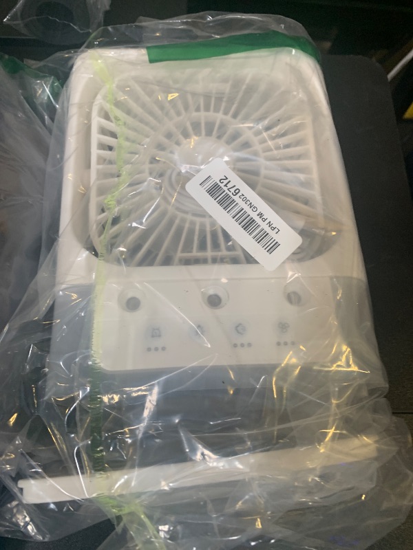 Photo 1 of Portable Air Conditioners, 2000mAh Rechargeable Mini Air Cooler Fans, 500ML Personal Portable AC Unit with 3 Speed, 2 Spray, 7 Color, 3 Timer, Small Desktop Cooling Fan for Bedroom Office (White)