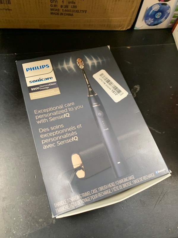 Photo 1 of Philips Sonicare DiamondClean 9900 Prestige Electric Toothbrush - with SenseIQ Technology and Advanced AI App, 5 Brushing Modes, 3 Intensity Levels, Charging Travel Case,Midnight Blue, Model HX9990/12