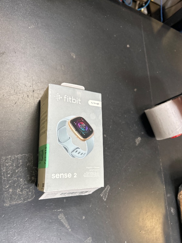 Photo 1 of Fitbit Sense 2 Advanced Health and Fitness Smartwatch with Tools to Manage Stress and Sleep, ECG App, SpO2, 24/7 Heart Rate and GPS, Blue Mist/Pale Gold, One Size (S & L Bands Included)