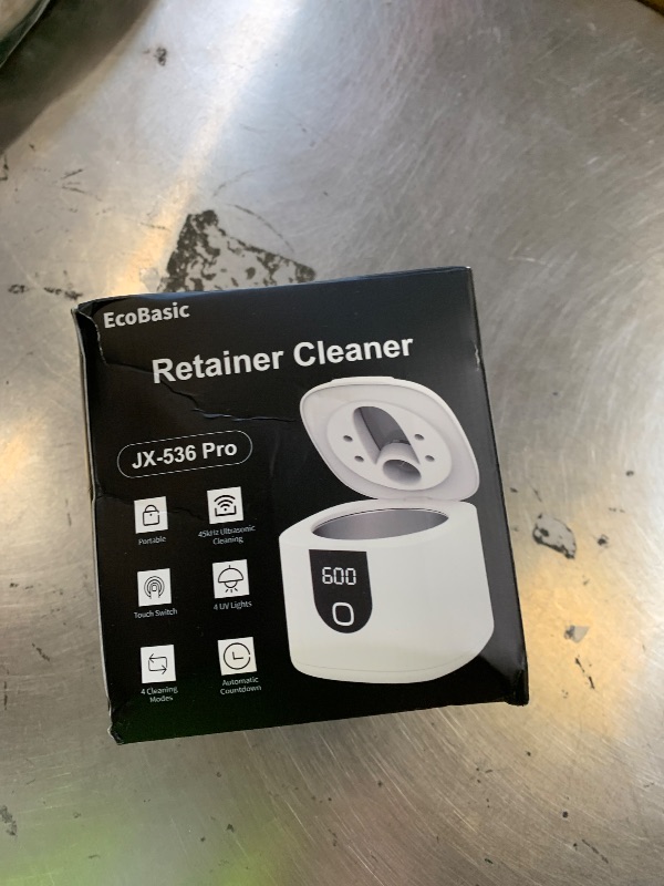 Photo 1 of 45kHz Ultrasonic Retainer Denture Cleaner Machine, Fast Cleaning for Aligners, Mouth Guards, Braces, Toothbrush Heads & Jewelry, 200ML Dental Cleaning Pod, 4 Modes & Digital Timer, White