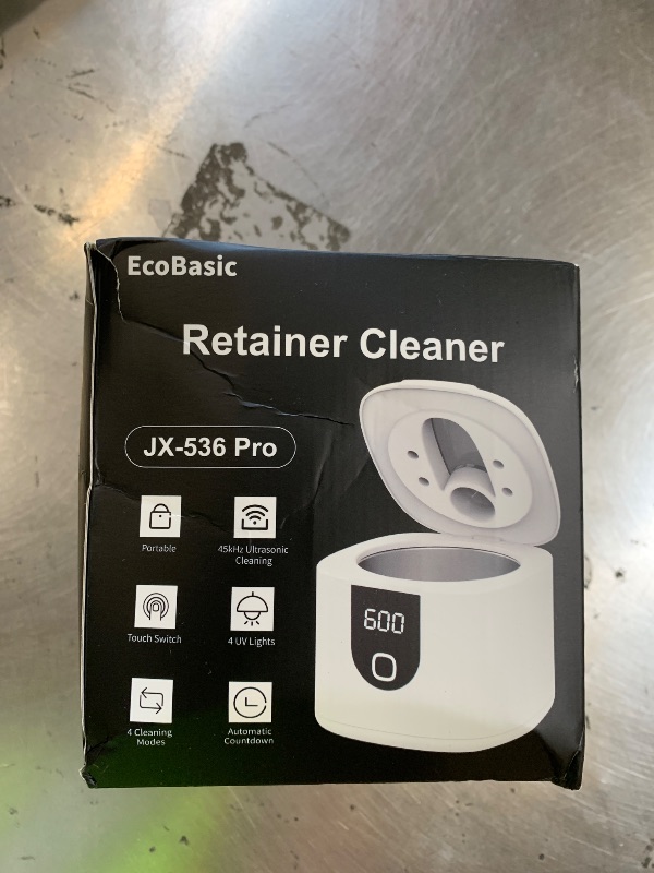 Photo 1 of 45kHz Ultrasonic Retainer Denture Cleaner Machine, Fast Cleaning for Aligners, Mouth Guards, Braces, Toothbrush Heads & Jewelry, 200ML Dental Cleaning Pod, 4 Modes & Digital Timer, White
