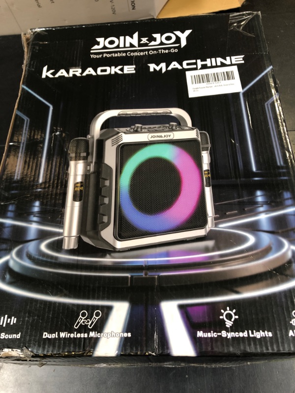 Photo 1 of Portable Karaoke Machine, with Wireless Microphones, Bluetooth Party Speaker with LED Lights, Loud Subwoofer, USB/AUX, Outdoor Karaoke Speaker for Adults & Kids, Home & Party