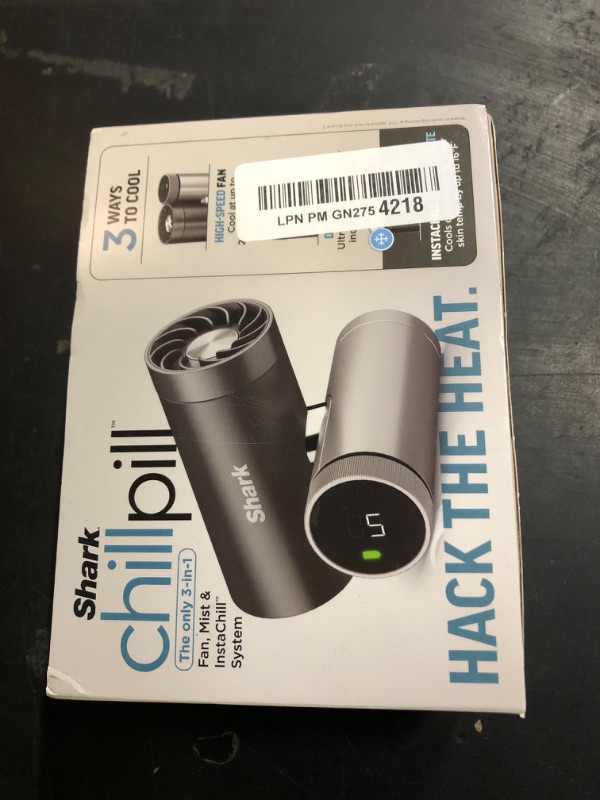 Photo 1 of Shark ChillPill – The Only 3-in-1 Personal Cooling System with Fan, InstaChill Cooling Plate & Dry-Touch Mist – Portable, Handheld, Drops Skin Temp Up to 16°F, 10 Speeds, Carbon, FA022