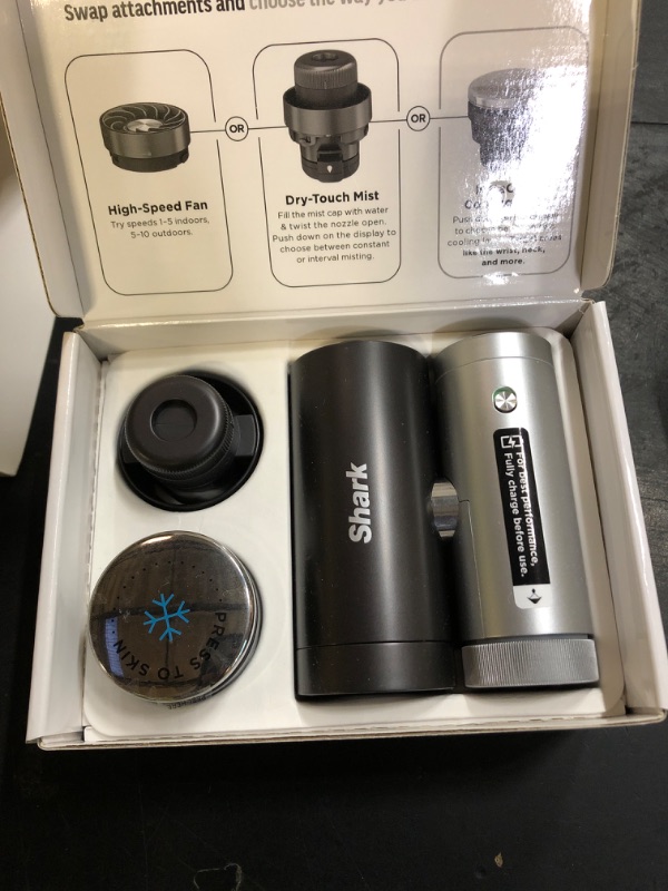 Photo 1 of Shark ChillPill – The Only 3-in-1 Personal Cooling System with Fan, InstaChill Cooling Plate & Dry-Touch Mist – Portable, Handheld, Drops Skin Temp Up to 16°F, 10 Speeds, Carbon, FA022